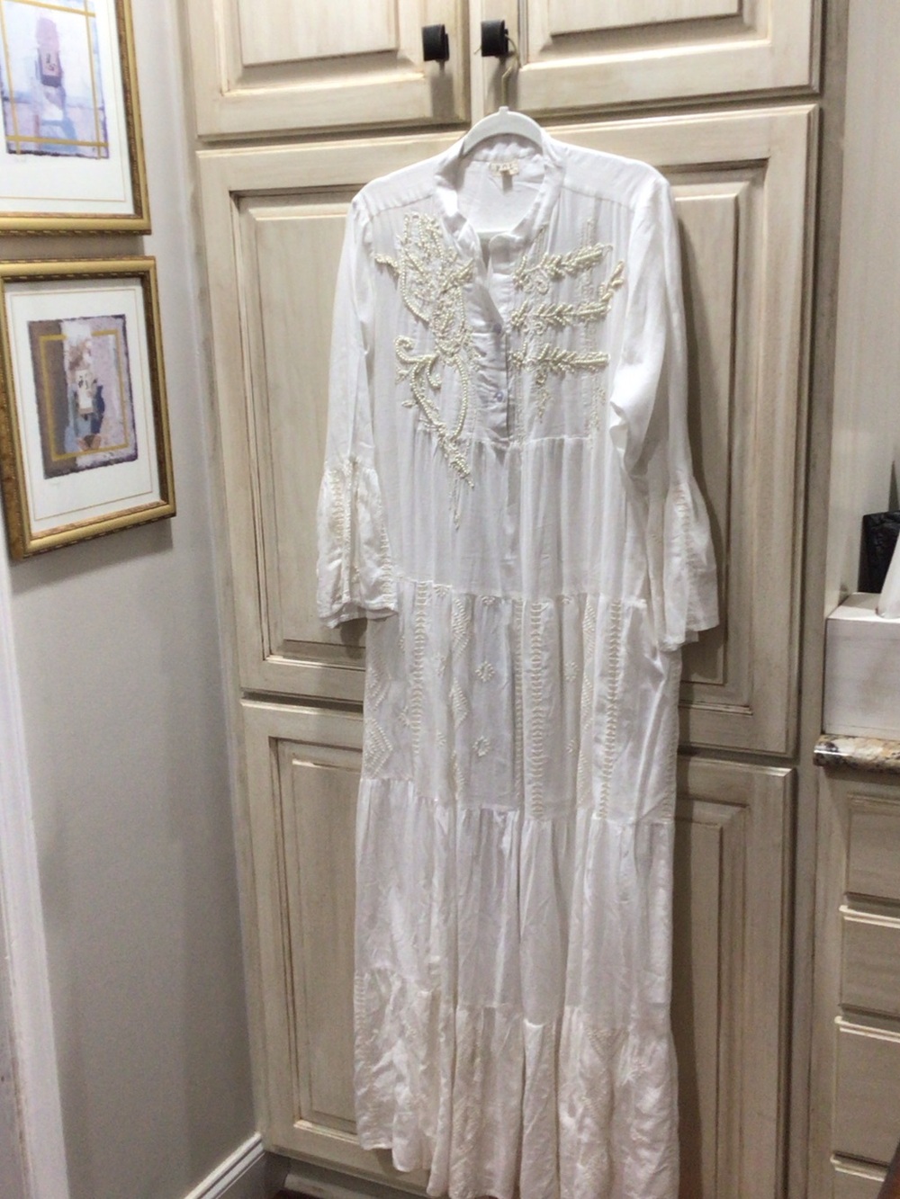 POL White Maxi Dress with Cream Embroidery ~ I never wore 🩷